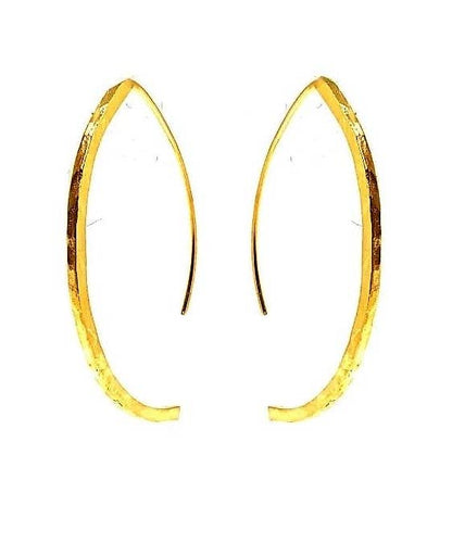 Exquisite oval-shaped 18K gold plated hammered half hoop earrings, designed to elevate your style with luxurious elegance.