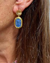 Load image into Gallery viewer, Dazzling kyanite stones hanging from our iconic flat coin earrings
