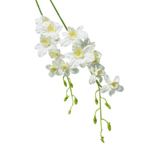 Load image into Gallery viewer, Stunning lifelike faux orchid with bendable stems, ideal for large arrangements, centerpieces, or creating corsages, boutonnieres, and bouquets. 7 real touch blooms per stem.
