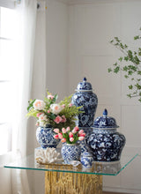 Load image into Gallery viewer, Aline Ginger Jar: blue and white with elegant details, ideal for traditional or garden-inspired decor.
