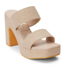 Load image into Gallery viewer, Gem Platform Heel: Vegan, two-band platform heel with squared off toe.
