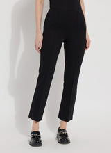 Load image into Gallery viewer, Ankle Elysse fit-and-flare cropped pants in stretchy fabric. 27.5&quot; inseam, concealed waistband, front pintucks, perfect for shorter women.
