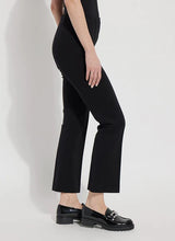 Load image into Gallery viewer,  Cropped stretchy pants for shorter women, made from 4-way stretch Ponte with a concealed waistband and front pintucks.
