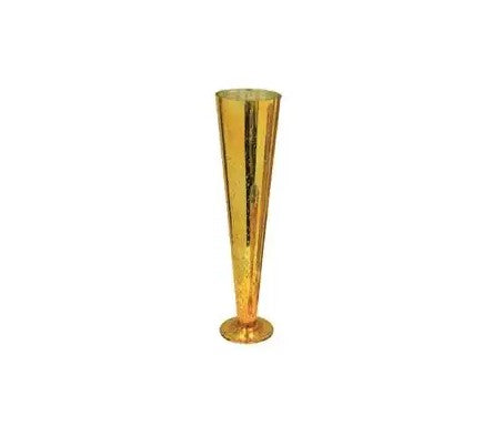 Gold glass pilsner vase designed for large floral arrangements, perfect for centerpieces and wedding decor.