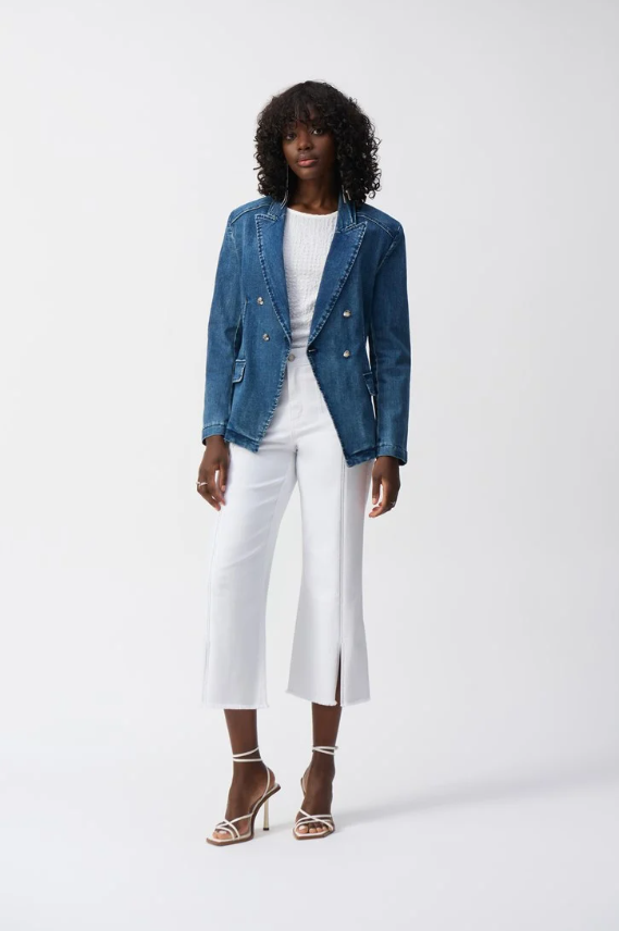 Culotte Jeans With Embellished Front Seam - Joseph Ribkoff