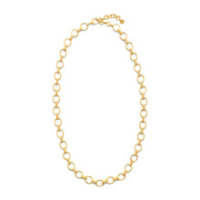 Load image into Gallery viewer, A simple gold chain necklace featuring a large link, titled Cleopatra Small Link Necklace in Hammered Gold.
