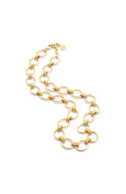 Load image into Gallery viewer, A Cleopatra Grande Link Necklace in hammered gold featuring a prominent large link design, showcasing elegance and style.
