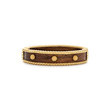 Load image into Gallery viewer, Elegant Berry Small Hinged Cuff in Teak with gold and brown bead accents.
