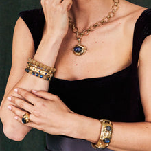 Load image into Gallery viewer, Stylish gold bracelet featuring delicate balls, Berry Eternity Hinged Bangle, S/M - Gold.
