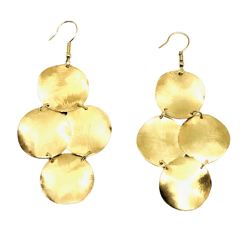 Elegant 18K gold plated circle earrings, 3 inches long, lightweight design for all-day comfort, perfect for any occasion.