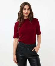 Load image into Gallery viewer, Elegant shiny velour top featuring beautiful pleated sides for a fitted silhouette.
