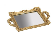 Load image into Gallery viewer, A sturdy and versatile tray with ornate frame and gold finish, combining past splendor with modern needs.
