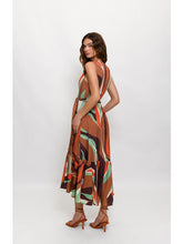 Load image into Gallery viewer, Stay stylish and elegant in the Drea Dress by Hutch, a playful midi dress with a flattering surplice wrap design for a confident and chic look
