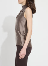 Load image into Gallery viewer, Ash-colored Irina Satin Jersey Turtleneck Top made from silky satin by Lysse.
