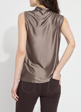 Load image into Gallery viewer, Luxurious satin top in Ash color by Lysse, named Irina Satin Jersey Turtleneck.
