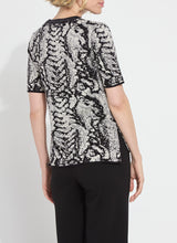 Load image into Gallery viewer, Black and white patterned Preston Knit Short Sleeve Sweater by Lysse.
