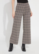 Load image into Gallery viewer, Plaid fabric cropped trousers, Erin Hi Waist Wide Leg Ponte Jacquard - Lysse.
