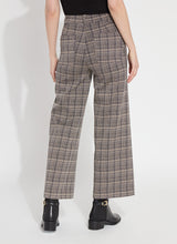 Load image into Gallery viewer, Stylish plaid fabric cropped trousers by Lysse, Erin Hi Waist Wide Leg Ponte Jacquard.
