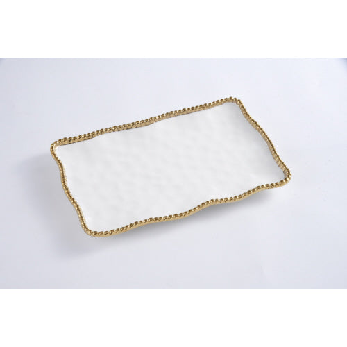 Gold medium platter from Pampa Bay, elegant and versatile serving dish for any occasion.